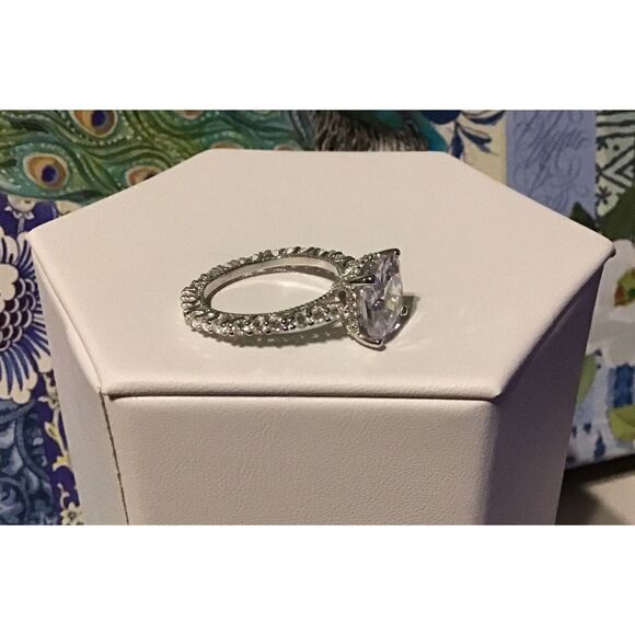 7.83 Ct. Cushion & Round Cut Sim Diamomd Solitaire & Eternity Band Ring Sz 8 - Picture 3 of 7